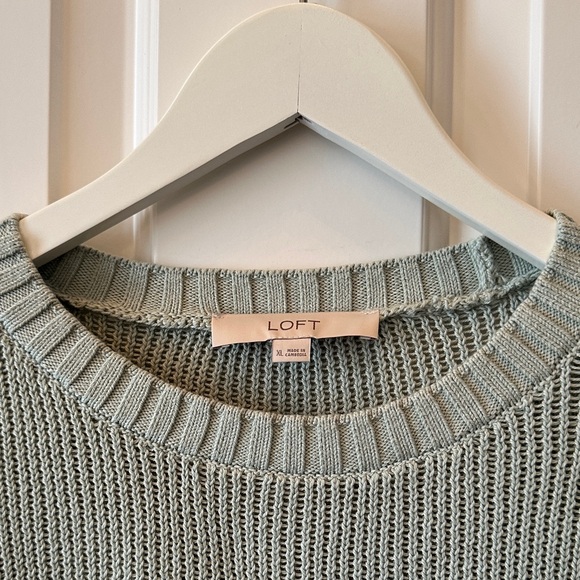 LOFT Light Olive Crew Neck Sweater - Picture 6 of 6